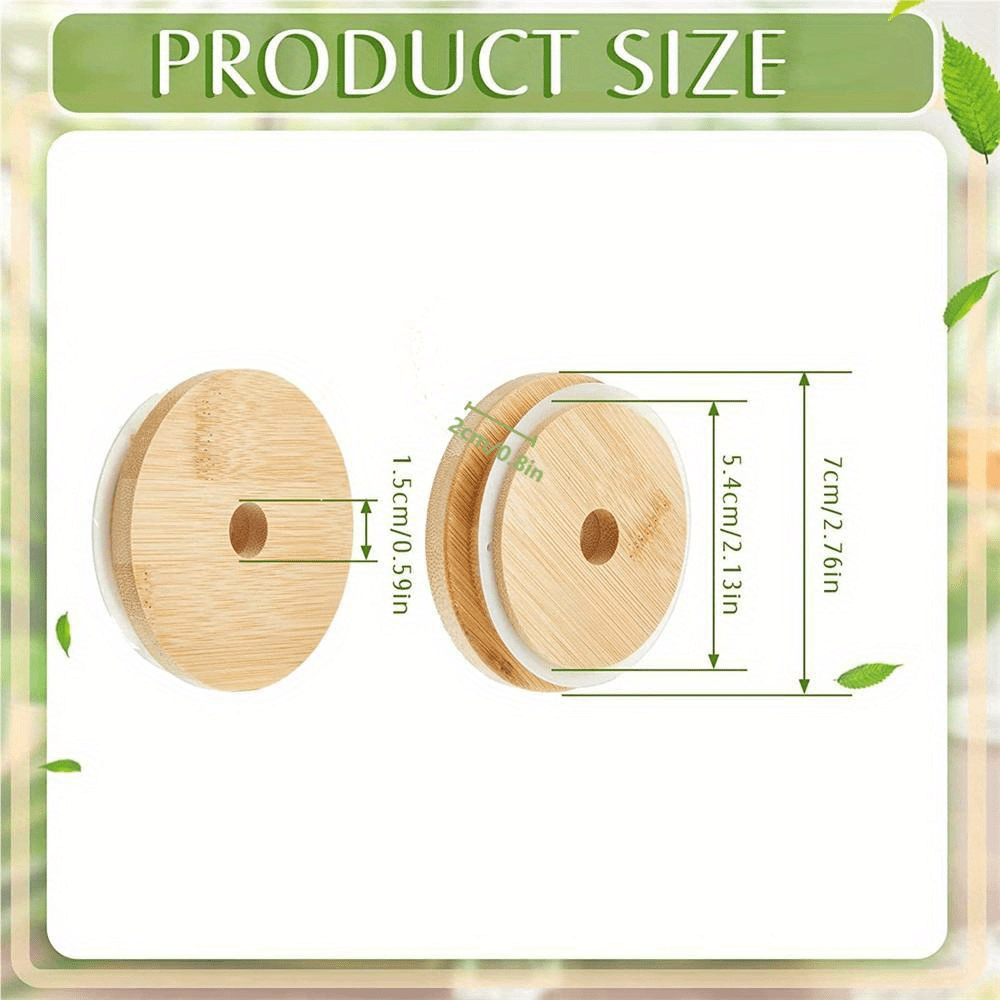 Bean Hopper Lid - 5개/8개입 70mm 직경 대나무 뚜껑(빨대 구멍