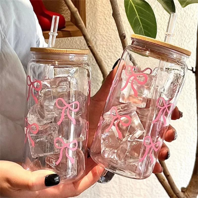 귀여운 리본 유리컵 500ml 텀블러 메이슨자 모양 병 - Bean Hopper Lid 리뷰 및 가격
