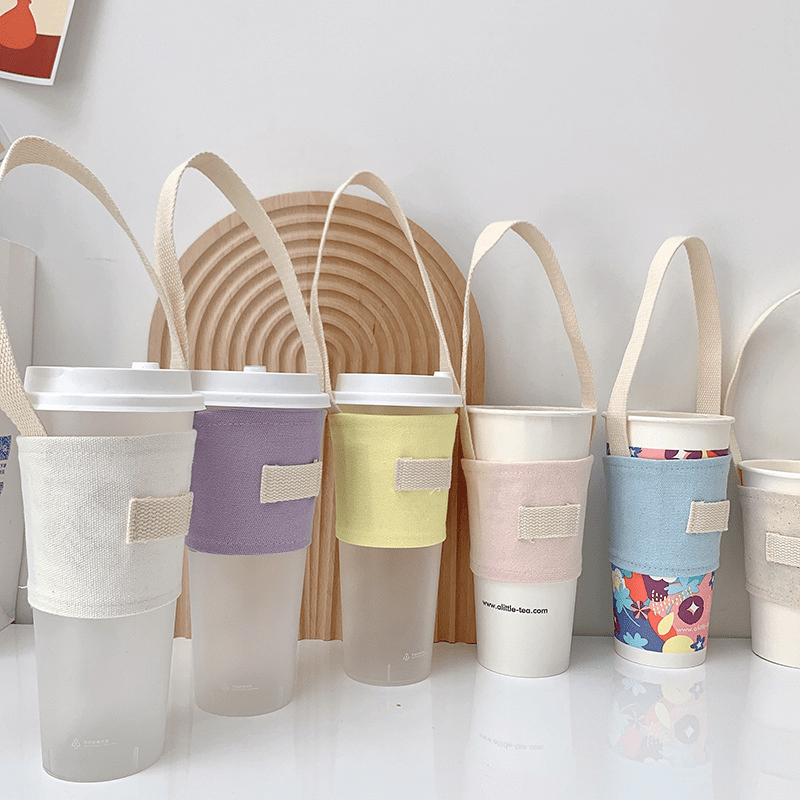 밀크티 컵 세트 휴대용 캔버스 플랫 컵 방열 보온 두꺼 - Coffee Equipment Bag 리뷰 및 가격