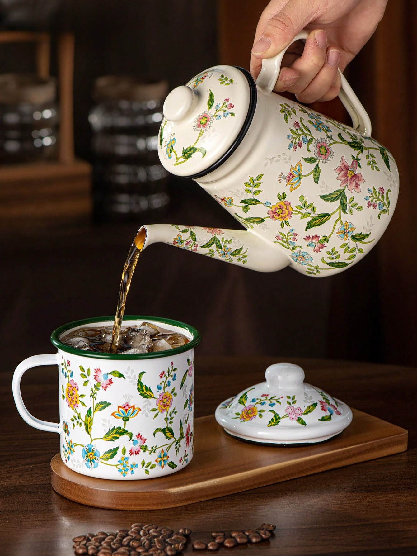 빈티지 플로럴 커피포트 1.1L 대용량 세라믹 주전자  - Vintage Coffee Equipment 리뷰 및 가격
